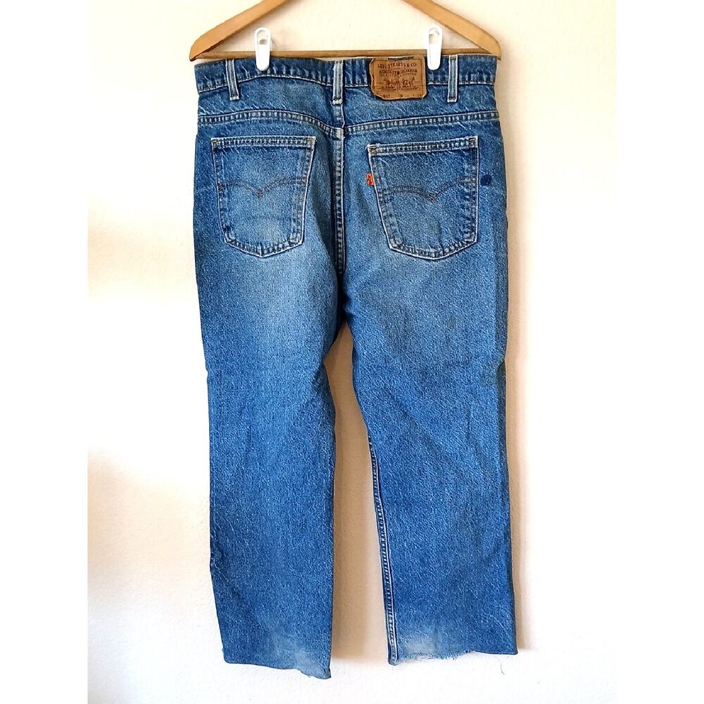 Vintage Levi's 517 Orange Tab Jeans *altered Hem 80s Or 70s